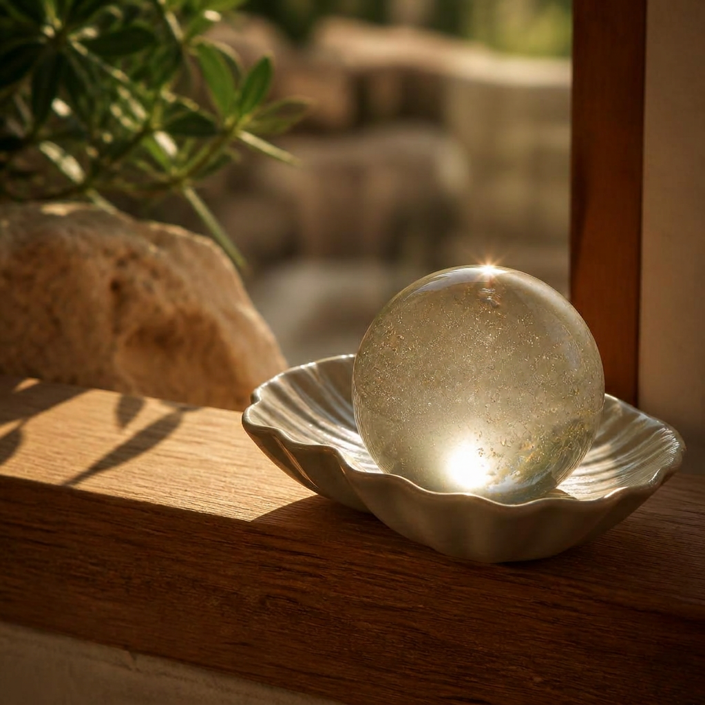 A quiet stress ball resting on ivory linen